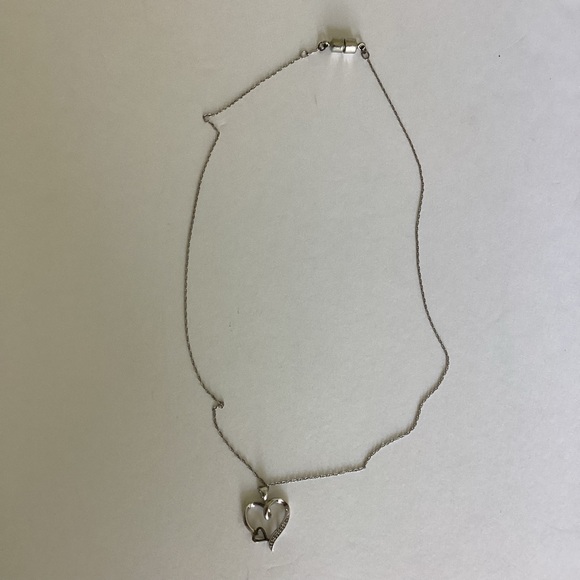 925 10K Silver Ribbon Infinity Heart Necklace Magnetic Closure - Picture 13 of 13